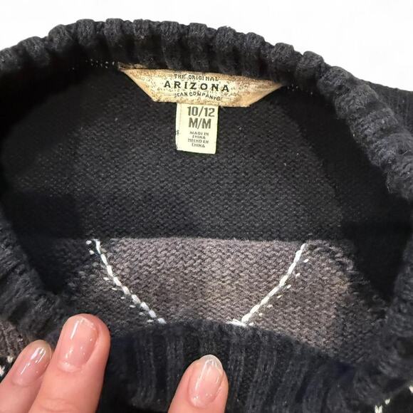 Y2k academia soft grunge argyle knit crewneck black & white womens size medium - Picture 6 of 6